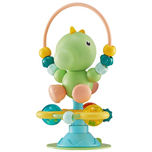 Pasdrucn Babyrassel Saugnapf-Hochstuhl-Spielzeug, Dinosaurier-Form-Baby-Rasseln Mit Saugnäpfen Und Verdrehen, Früh Lernendes Neugeborenen-Geschenk-Spielzeug Für 3 6 9 12 Monate Babys von Pasdrucn