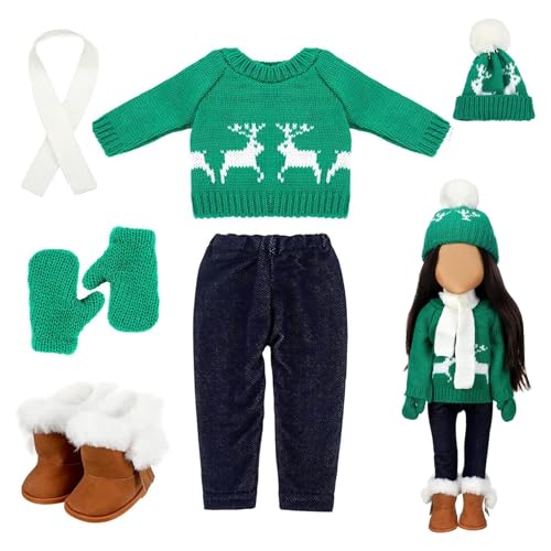 18 Zoll Puppenkleidung süße gestrickte amerikanische Puppenkleidung Weihnachten Winterpuppen -Outfit, einschließlich Schuhe, Pullover, Hose, Hut, Handschuhe und Schals für Weihnachtsdekor -Geschenke, von Pastoralist