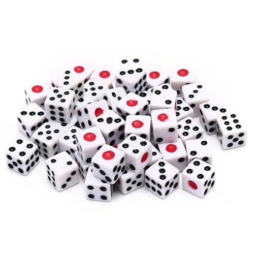 50 pcs Würfelset, Acryl 6 -seitig -Würfel, 8mm Mini -Würfel mit schwarzen und roten Punkten für Tischbrettspiele, Unterrichtsmathematik, Aktivität, Casino -Thema, Party -Gefälligkeiten, Standard -SPI von Pastoralist