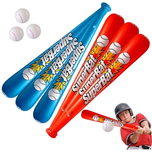 Aufblasbarer Baseballschläger und Ball 9PCs/Set Lebendiger, durchlaufsicherer aufblasbarer Fledermaus wiederverwendbarer aufblasbarer Baseball für Strandpool Outdoor Baseball Party Gefällt Mir aufbla von Pastoralist