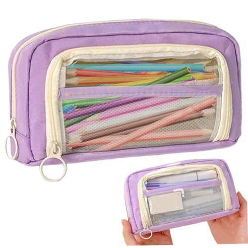 Bleistiftkoffer Multi -Taschen -Bleistiftkoffer mit großer Kapazität Clear Sichtbarkeit Bleistift Hülle Organisator süße Leinwand Bleistiftbeutel Faltbarer Bleistiftbeutel für Teen- und erwachsene Mä von Pastoralist