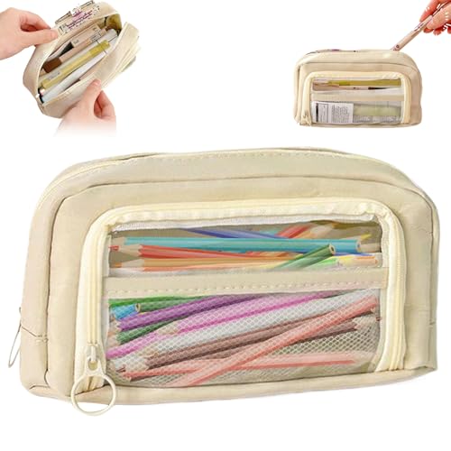 Bleistiftkoffer Multi -Taschen -Bleistiftkoffer mit großer Kapazität Clear Sichtbarkeit Bleistift Hülle Organisator süße Leinwand Bleistiftbeutel Klappbarer Bleistiftbeutel für Teen- und Erwachsene M von Pastoralist