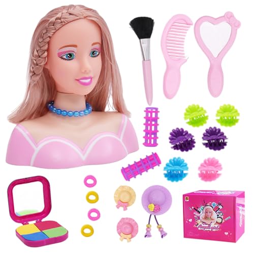 Doll Head für Friseurstyling 35pcs/Set Simuliertes Styling -Headpuppe für Kinder imaginativ und Make -up Lernen tun, um Spielzeug für Mädchen, Geschenke für Mädchen, Set 3, Styling Head Doll für Kind von Pastoralist