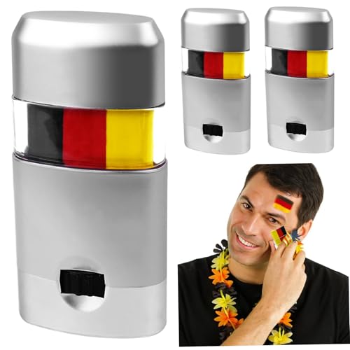 Face Paint Stick 3PCS patriotisch deutsche Flagge Gesichtsfarbe für das Jubeln schwarzer roter und gelber Make -up -Farbstab für Fußballspiel, Sportveranstaltungen, Lackstock, Gesichtsfarbe von Pastoralist