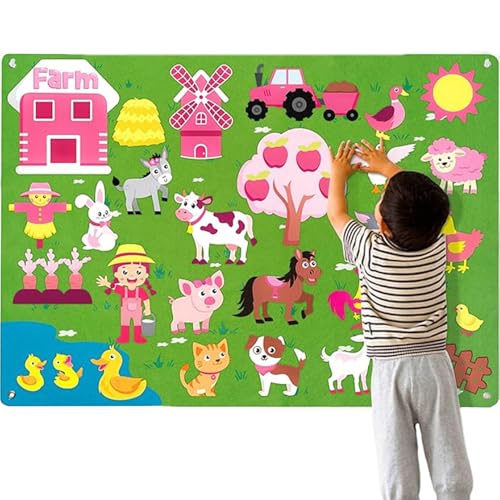 Filz Story Board Farm-Themen 41 x 29,5 Zoll Filzboard für Kleinkinder mit Grommet pädagogischen fantasievollen Cartoon Felt Board für Zuhause, Vorschule, Kleinkindaktivitäten, Filzstudien für Kleinki von Pastoralist