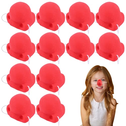 Halloween Prop, rote Nase 12pcs Clown Nase mit elastischen Band Neuheit Cosplay Red Nosen Dekor für Kinder und Erwachsene Carnival Dress Party Halloween, rote Nase von Pastoralist