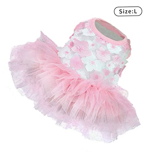 Hundekleid Hund Pfirsich Blumenrock Haustier Party Sommer Kleidung Welpe Mesh Tutu Kleid L, Hund Tutu Kleid von Pastoralist