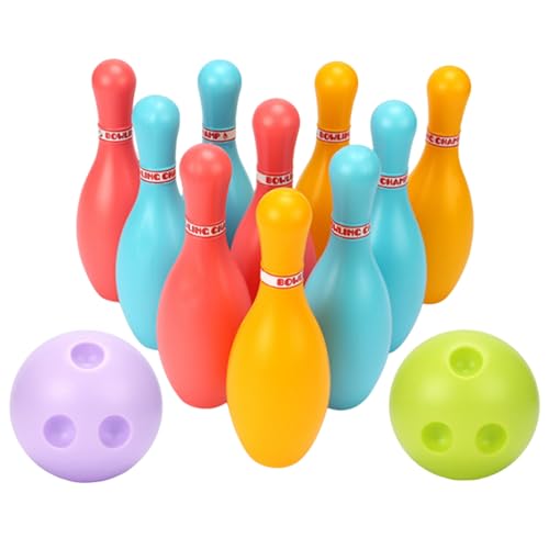 Kid Bowling Set Indoor Outdoor Bowlingspiele für Kid Plastik Bowling Spielzeug 10pins 2 Bälle für Kinder Early Educational Toy L, Kinder Bowling -Set von Pastoralist