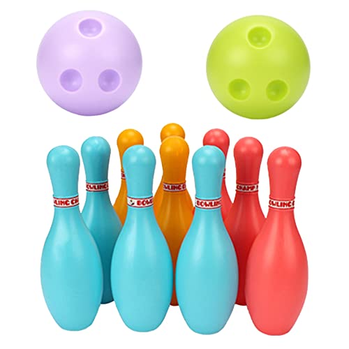 Kid Bowling Set Indoor Outdoor Bowlingspiele für Kid Plastik Bowling Spielzeug 10pins 2 Bälle für Kinder Early Educational Toy M, Kinder Bowling -Set von Pastoralist