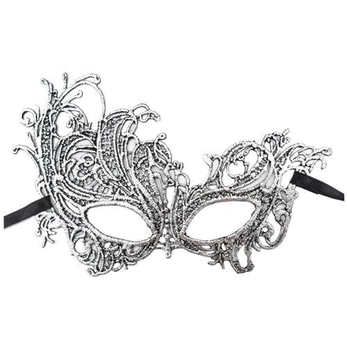 Masquerade -Maske, Silber -Spitzenmaske für Paare Frauen Mann mit Band bequemer Fit Halbmaske für Maskerade -Balls Party und Karneval Gras, Masken, Masken von Pastoralist