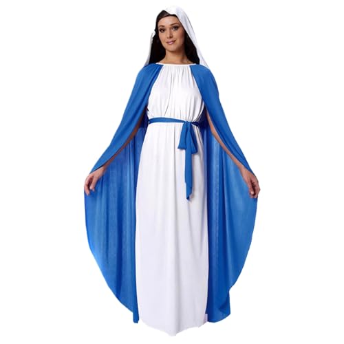 Pastoralist Biblische Kostüme für Frauen, Jungfrau Maria Kostüm für Frauen, Mary-Rock mit Cape & Belt, Kostüme für Erwachsene für Halloween-Weihnachts-Cosplay (160-175 cm) von Pastoralist