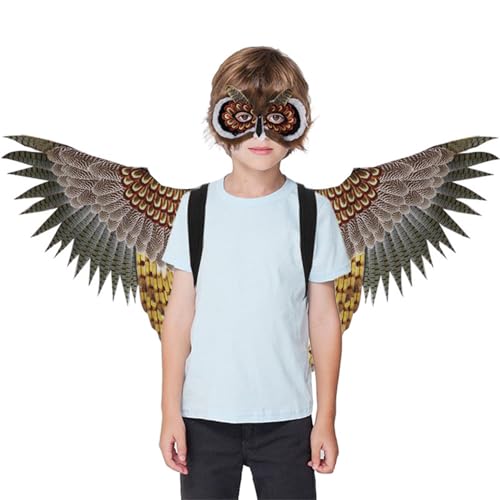 Pastoralist Eulenkostüm für Kinder, 2pcs/Set Eagle Kostümkit mit & Maske, Vogelkleid-Tierkostüme für Halloween-Cosplay, Themenparty von Pastoralist