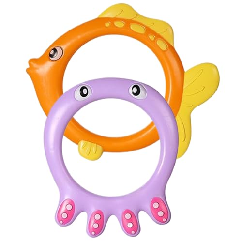 Pastoralist Poolringe für Kinder tauchen 2pcs niedliche Meerestier -Tauchringe Sommertauchringe Unterwasser -Training Bauchmuskeln Schwimmspielzeug, Fisch + Oktopus -Tauchringe von Pastoralist