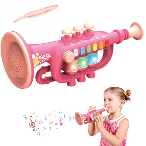 Pastoralist Toy -Trompete, 11 -Zoll -Rekordsaxophonspielzeug mit leichten Effekten und Musik, einstellbares Volumen Mehrere Rhythmen Little Trompetenspielzeug, Musikspielzeug für Kinder (Pink) von Pastoralist