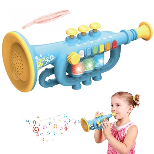 Pastoralist Toy -Trompete, 11 -Zoll -Rekordsaxophonspielzeug mit leichten Effekten und Musik, einstellbares Volumen Mehrere Rhythmen Little Trompetenspielzeug, Musikspielzeug für Kinder (blau) von Pastoralist