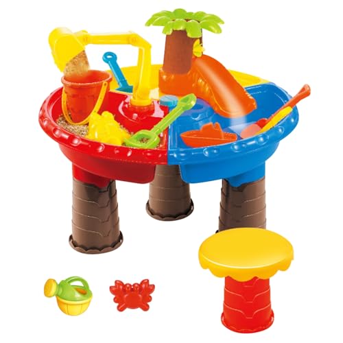 Wassertabelle für Kleinkinder 1-3, 17,7x13,8in 4-in-1 Kleinkind Wassertisch mit Spielzubehör, Kinder Sand & Wasser im Freien Aktivitätstisch, Sandtisch für Kinder im Freien (Stil 1) von Pastoralist