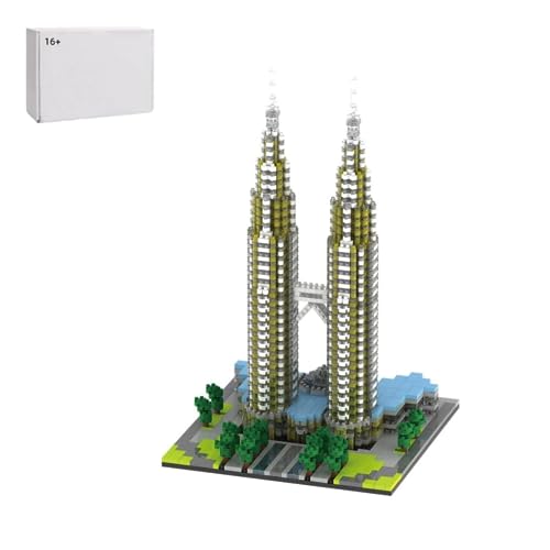 Pasyru Architektur Bausteine Bausatz, Twin Towers Architektur Modell Bausteine, 2351 Teile Weltberühmtes Gebäude Modellbausatz, Geschenk für Erwachsene und Kinder (YZ057) von Pasyru