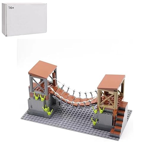 Militär Szene Baustein Set, WW2 Militär Szenen Waffen Bausteine, DIY Militärische Hängebrücke Architektur, Militärische Position Verteidigung Waffen Bausatz (C) von Pasyru