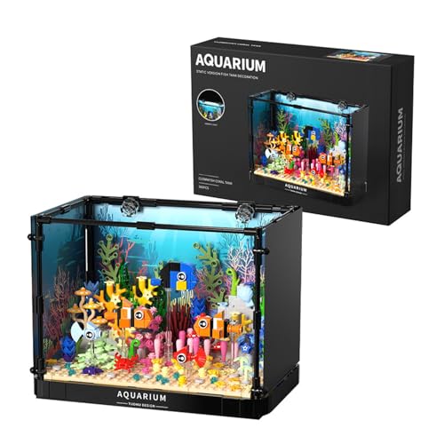 Pasyru Aquarium Baustein Bausatz, 568 Teile Aquarium Fish Tank Clownfisch Fisch Baustein Spielzeug, Kreative Geschenke für Kinder Erwachsene von Pasyru