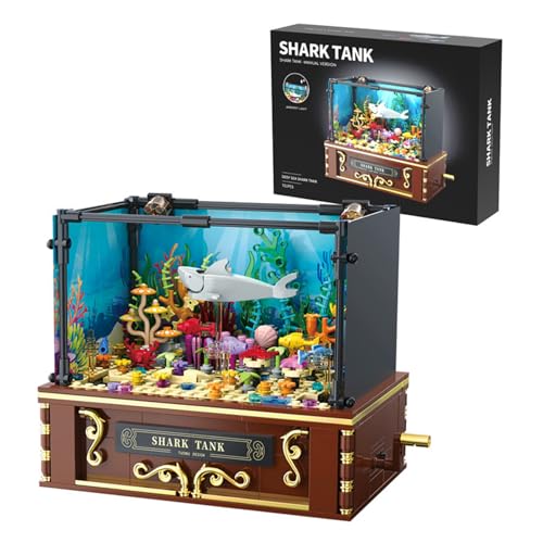 Pasyru Aquarium Baustein Bausatz, 721 Teile Aquarium Fish Tank Hai Fisch Baustein Spielzeug, Kreative Geschenke für Kinder Erwachsene von Pasyru