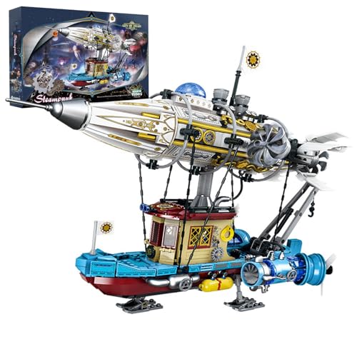 Pasyru Technik Mechanisches Punk-Luftschiff Bausteine, 1256 Teile Punk-Luftschiff Modell Bausteine Bauset, MOC Modulare Klemmbausteine Modellbaukasten, Construction Toy für Erwachsene und Jugendliche von Pasyru