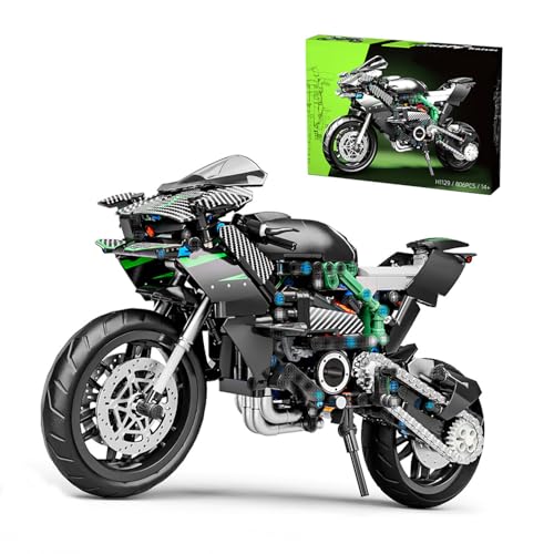 Pasyru Technik Motorrad Bausteine Set, 806 Teile Technik Klemmbausteine Motorrad Modellbausatz, 1:8 Supermotorrad Bausteine Konstruktionsspielzeug, Kompatibel mit Andere Marken von Pasyru