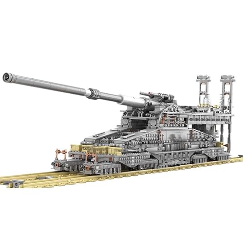 Technik Militär Panzer Bausteine Modellbausatz, 3846 Teile Deutsch Dora Kanone Eisenbahngeschütz Panzer Bausteine Set, Army Panzer Konstruktionsspielzeug Modellbausatz, Kompatibel mit Andere Marken von Pasyru