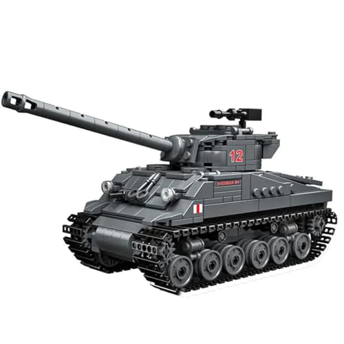 Technik Militär für Sherman M4 Firefly Panzer, 624 Teile Klemmbausteine Militär Panzer Bausteine Bausatz, WW2 Army Panzer Konstruktionsspielzeug Modellbausatz, Kompatibel mit Großen Marken von Pasyru