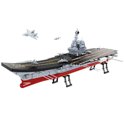 Technik Military Flugzeugträger Schlachtschiff Modell, 1514 Teile WWII Deutsches Militär Flugzeugträger Schlachtschiff Klemmbausteine, Groß MOC Spielzeug Modellbausatz, Kompatibel mit Großen Marken von Pasyru