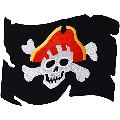 Patch PIRATENFAHNE Piraten Logo Fahne Totenkopf Hut Kostüm Applikation Aufnäher von Patch