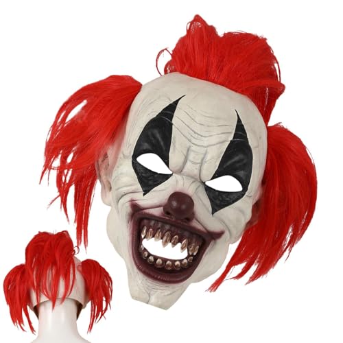 Patifirst Clown Kopfhaube | Horror Unheimliche Rote Clown Perücke,Party Kostüm Für Spiel Fasching Familienfeiern Weihnachten Patifirst Clown Kopfhaube | Horror Unheimliche Rote Clown Perücke,Party Kostüm Für Spiel Fasching Familienfeiern Weihnachten von Patifirst