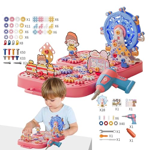 Patifirst Spielen Sie Toolbox für Kinder-, Bohr- und Schraubenspielzeug - Ingenieurgebäude,Bohrerbausteine ​​Bildungsbau Engineering Toys Set für über 3 Jahre alte Kinder von Patifirst