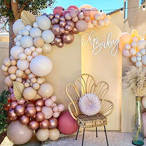 Ballonbogen Set, 138 Aprikosen Rosen Ballon Girlanden Set mit Roségoldenen Luftballons, Weiß Nackte Rosa Luftballons für Mädchen Frauen Geburtstagsparty Dekoration, Babyparty, Brautparty, Hochzeit von Patimate