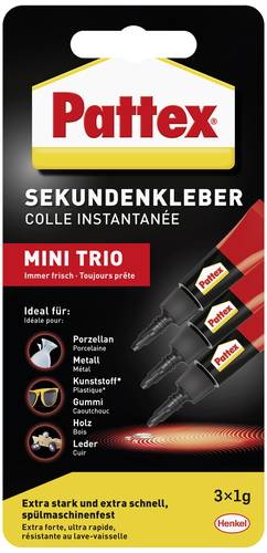 Pattex Mini Trio Flüssig Sekundenkleber PSMT3 3g von Pattex