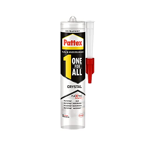 Pattex One for All Crystal, glasklarer Glas- und Spiegelkleber, hochwertiger farbloser Dichtstoff, starker Montagekleber für verschiedene Materialien, 1x290g Kartusche von Pattex