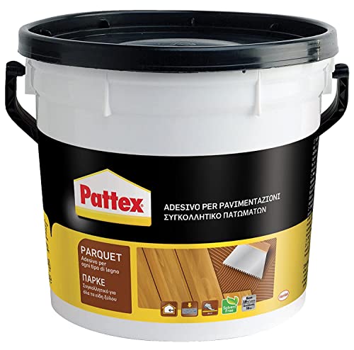 Pattex Parkett, Pastöser Kleber für die Verlegung aller Holzböden, Parkett, Mosaikparkett, Holzleisten, Eimer 5 kg von Pattex