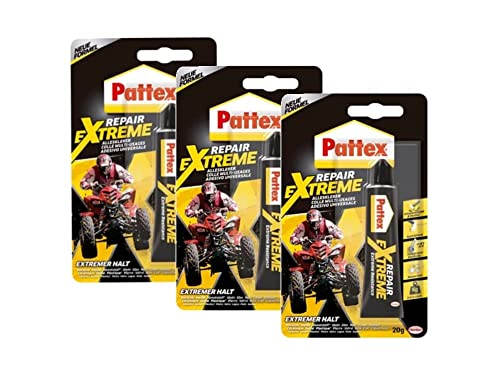 Pattex Repair Extreme, nicht-schrumpfender und flexibler Alleskleber, temperaturbeständiger Reparaturkleber, starker Kleber für innen und außen, 3x20g Tube von Pattex