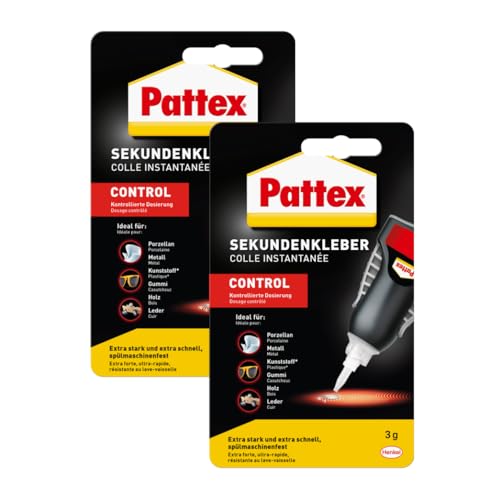 Pattex Sekundenkleber Matic, 2x3 g Flüssigkleber für extra schnelle, starke und flexible Sofortreparaturen im Haushalt, spülmaschinenresistent von Pattex