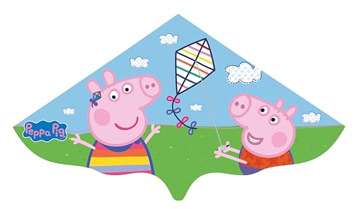 Günther Flugspiele 1216 - Einleiner-Drachen Peppa Pig, ca. 115 x 63 cm, Kinderdrachen aus robuster PE-Folie, für Kinder ab 4 Jahren, inkl. Griff und Drachenschnur von GÜNTHER FLUGSPIELE