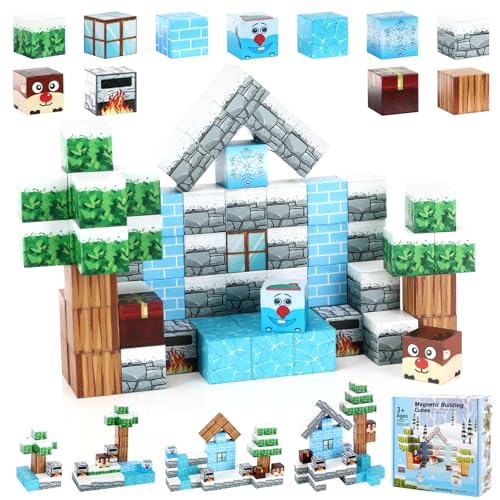 Pavlleen 70 Stück Magnetische Bausteine, Blocks Baue Meine Magnete Welt Set, Frozen Edition, Magnetische Fliesen Kleinkindspielzeug Outdoor Spielzeug für Jungen und Mädchen ab 3 Jahren von Pavlleen