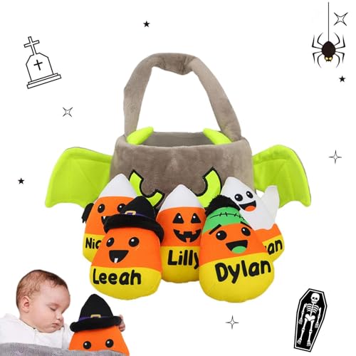 Halloween-Spielzeug für Kleinkinder,Halloween-Spielzeug für Kleinkinder,-Halloween-Spielset Weicher Halloween-Korb | Halloween-Plüschtiere, Herbstkuscheltiere für Babys, Mädchen, Süßigkeiten, Pralin von Pavsicgn