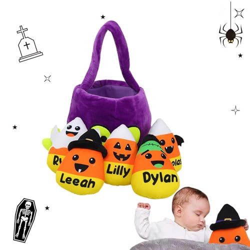 Halloween-Spielzeug für Kleinkinder,Halloween-Stofftier, Halloween-Spielset Weicher Halloween-Korb, Halloween-Plüschtiere, Herbstkuscheltiere für Babys, Mädchen, Süßigkeiten, Pralinen von Pavsicgn