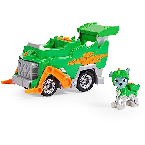 PAW PATROL, Rescue Knights Basis Fahrzeug Spielzeugauto von Rocky mit Welpenfigur, Spielzeug geeignet für Kinder ab 3 Jahren von PAW PATROL