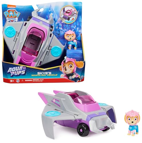 PAW Patrol, Aqua Pups - Basis Fahrzeug Spielzeugauto im Rochen-Design mit Skye Welpenfigur, Spielzeug geeignet für Kinder ab 3 Jahren von PAW PATROL