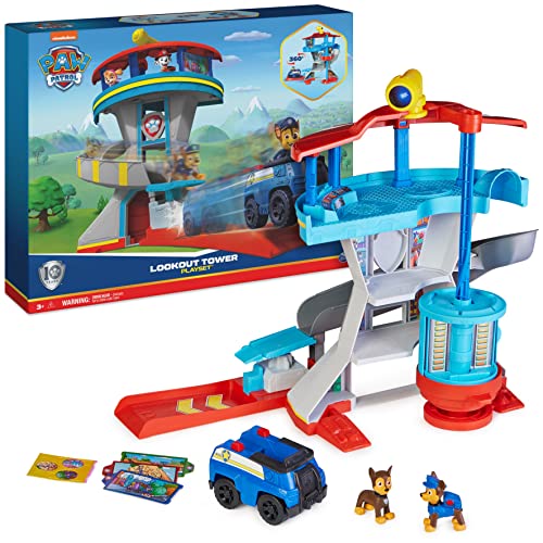 PAW Patrol, Lookout Tower, Hauptquartier Spielset mit 1 Chase Basis Fahrzeug, 2 Chase Figuren und Zubehör, geeignet für Kinder ab 3 Jahren von PAW PATROL