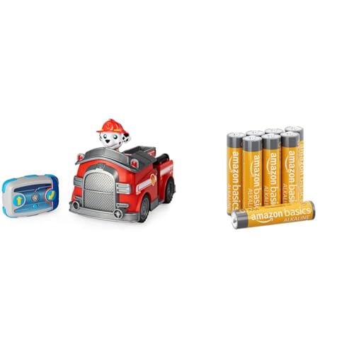 Paw Patrol Marshalls ferngesteuertes Feuerwehrauto mit Fernbedienung, ab 3 Jahren, Batteriebetrieben & Amazon Basics AAA-Alkalibatterien, leistungsstark, 1,5 V, 8 Stück (Aussehen kann variieren) von PAW PATROL