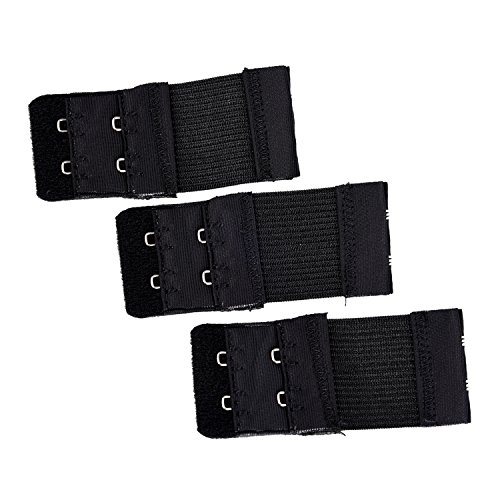 Pawlickio 3 Stueck 2 x 2 Haken und Augenband Erweiterung BH-Extender elastisch Schwarz von Pawlickio