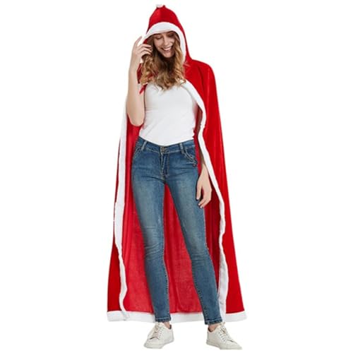 Pawlickio Weihnachtsmantel, Weihnachtsmann-Umhang, Kapuzenumhang, KostüM für Frauen, Cosplay, BüHnenkostüM, Weihnachtsdekoration, XS von Pawlickio