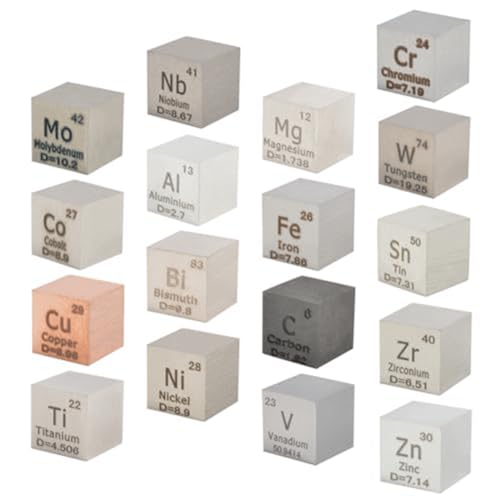 Pawlickio WüRfel Aus Metallischen Elementen - DichtewüRfel-Set für Periodensystemserien - 99,99% Hohe Reinheit (0,39/10 mm) von Pawlickio