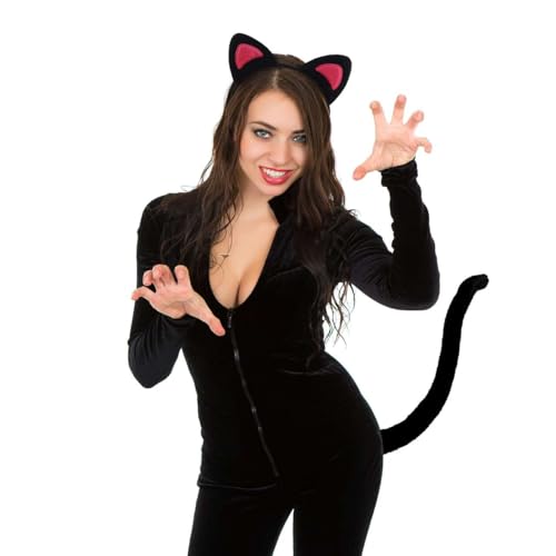 Paxrmuky Catwoman Haarband - Katzenohren & Katzenschwanz Kostümzubehör für Frauen und Mädchen für Karneval & Party von Paxrmuky